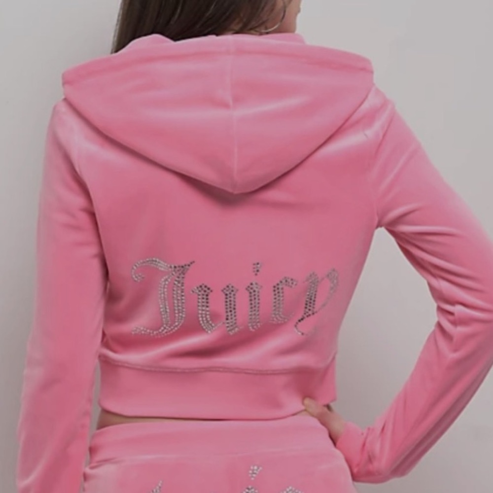 New Juicy Couture OG Bling Hot Hot Velour Track Hoodie Sz S